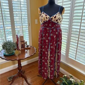 Floral Burgundy and Cream Maxi Slip Dress